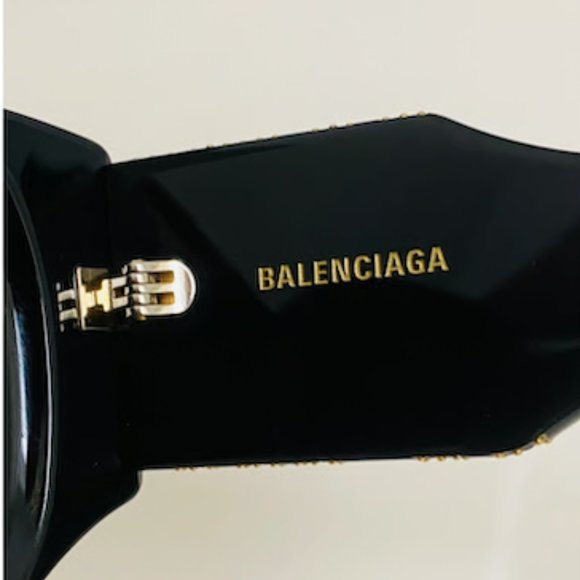 Balenciaga Black sunglasses studded with gold hardware and crystals main image 4